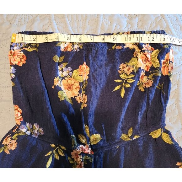 Women's Becool Strapless Blue Floral Romper with Pockets Size S - Picture 8 of 10